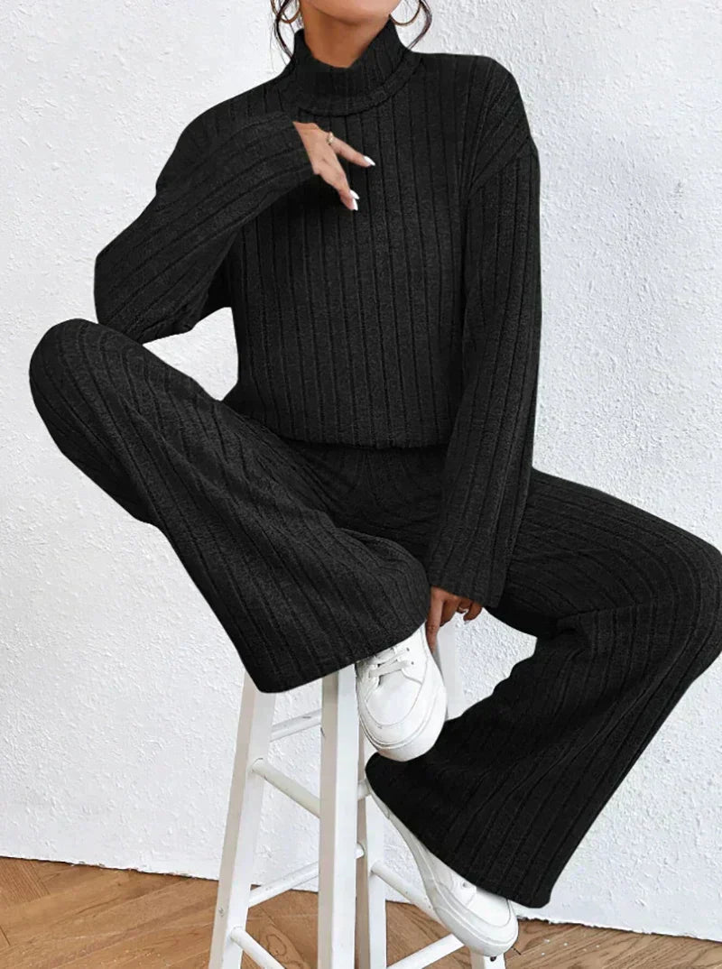 Gestreepte Gebreide Trui en Broek Set