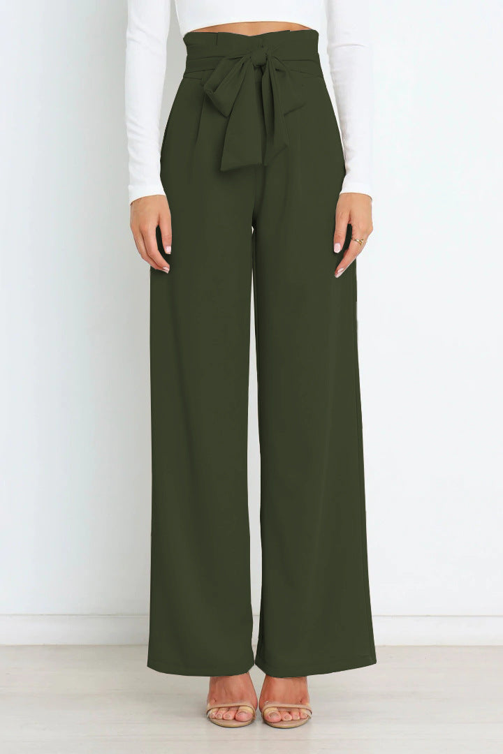 Hoge Broek met Strikceintuur en Wijde Pijpen voor Vrouw