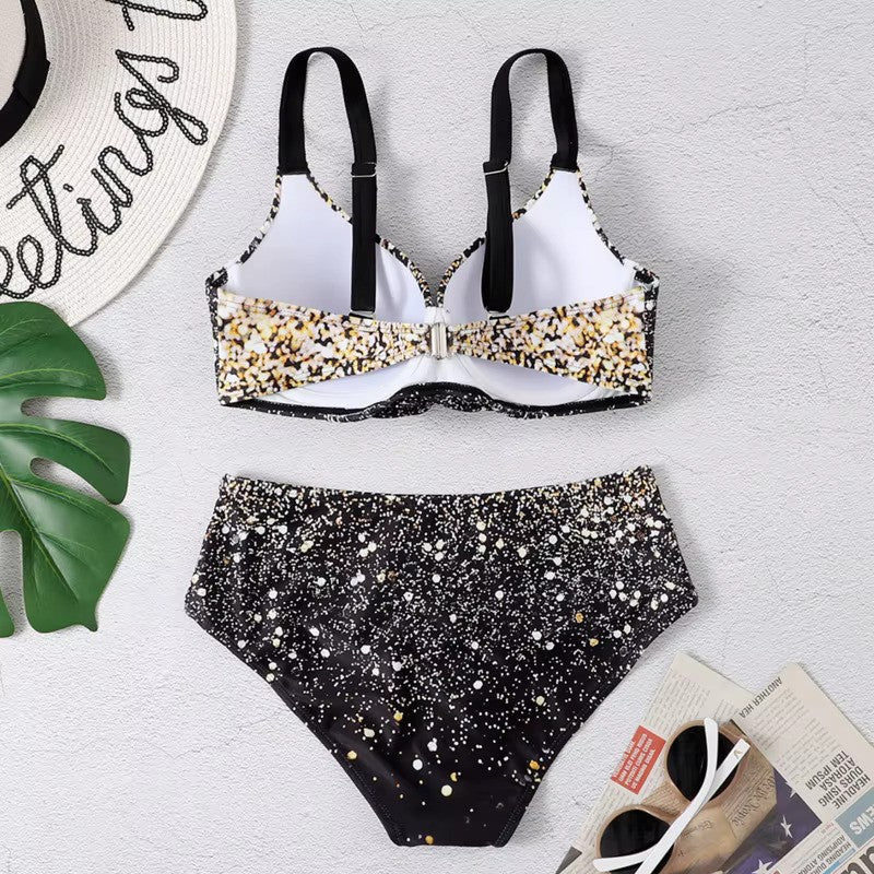 Talia Bikini Set Hoge Taille Bladprint