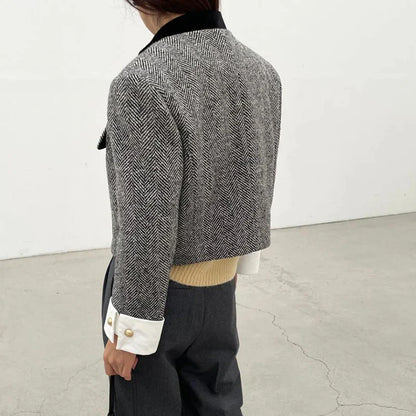 Geruit Jasje met Metalen Knopen Dame Blazer