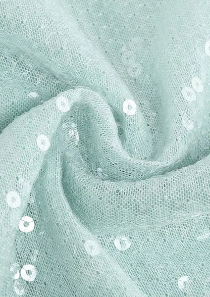 Mintgroene Glitter Jurk Lange Mouwen Dames
