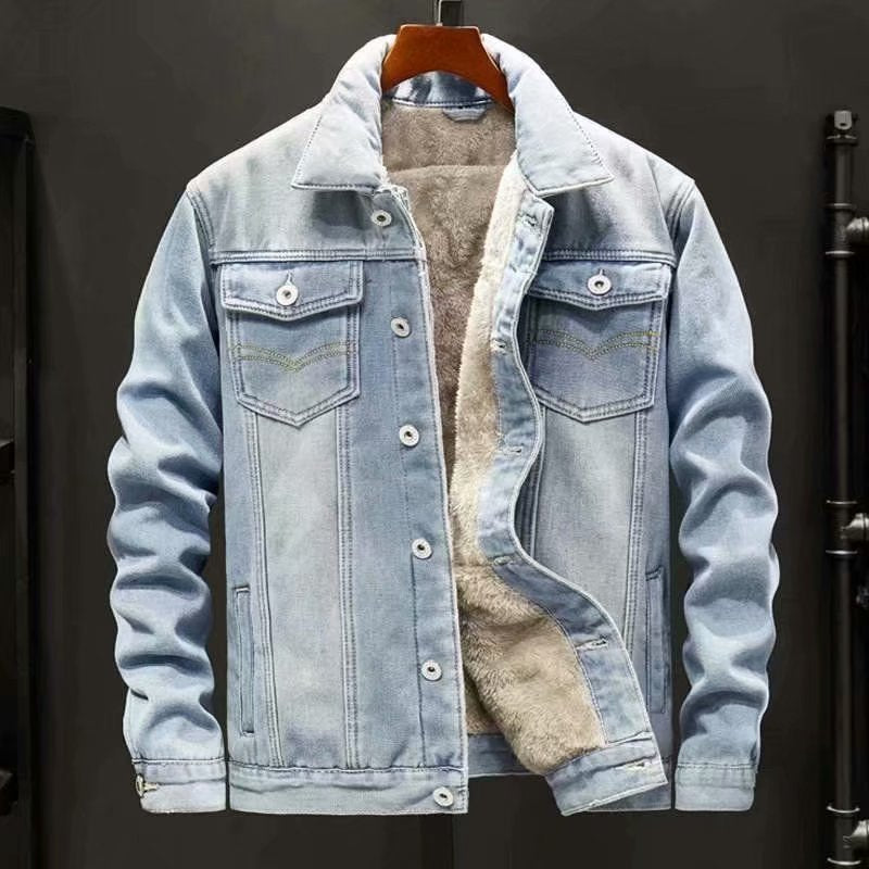 Heren Denim Jas Warm Winter Mode