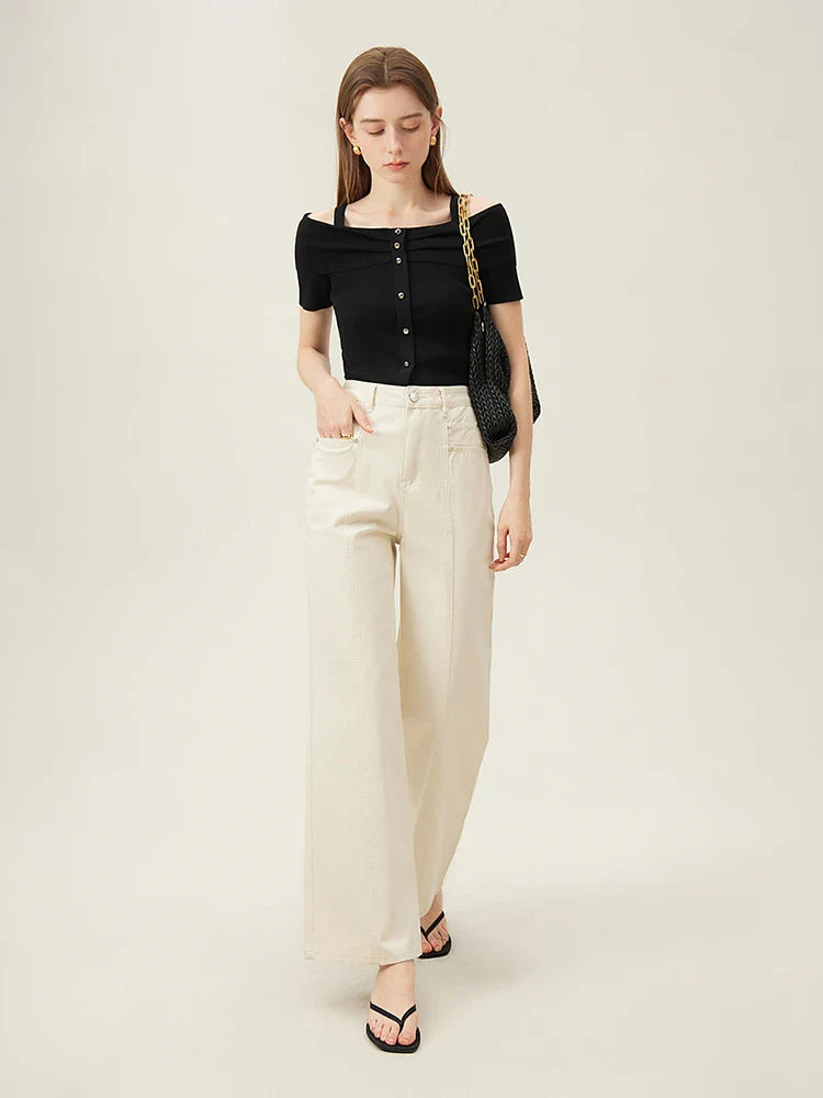 LuxeLoom Witte Rechte Jeans