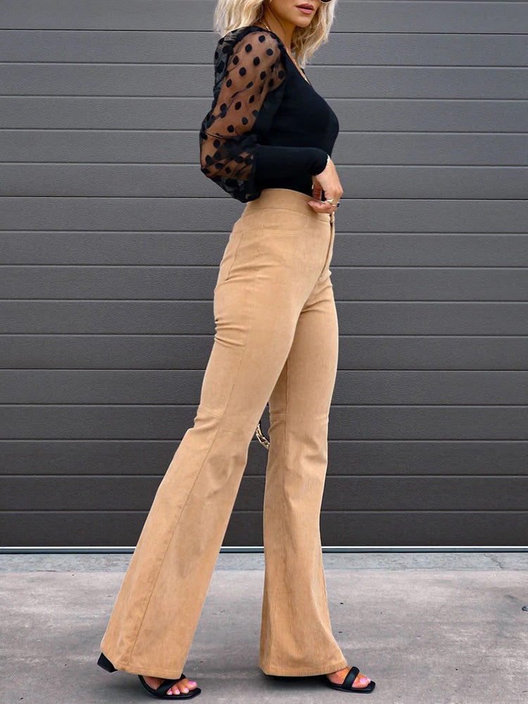 Hoge Broek Flared Trendy High Waist Damesbroek