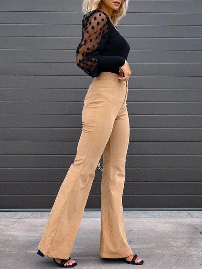 Hoge Broek Flared Trendy High Waist Damesbroek