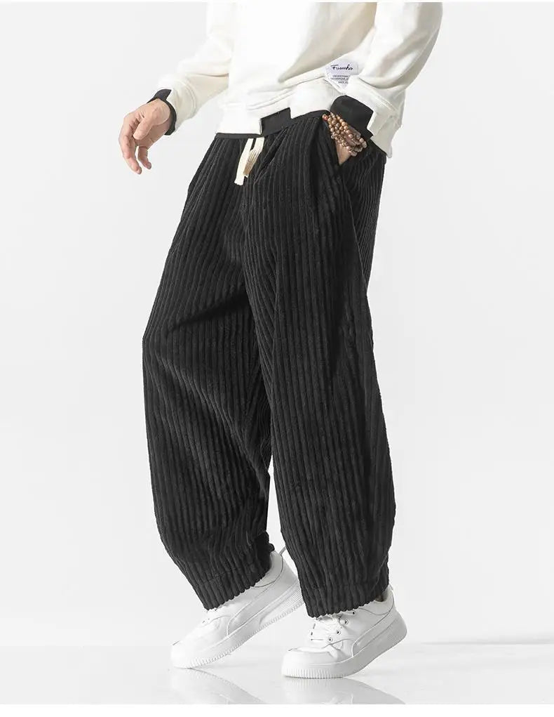 Heren ribgebreide joggingbroek – Relaxed fit met elastische tailleband