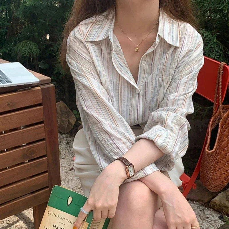 Leana | Oversized Gestreept Shirt Met Lange Mouwen