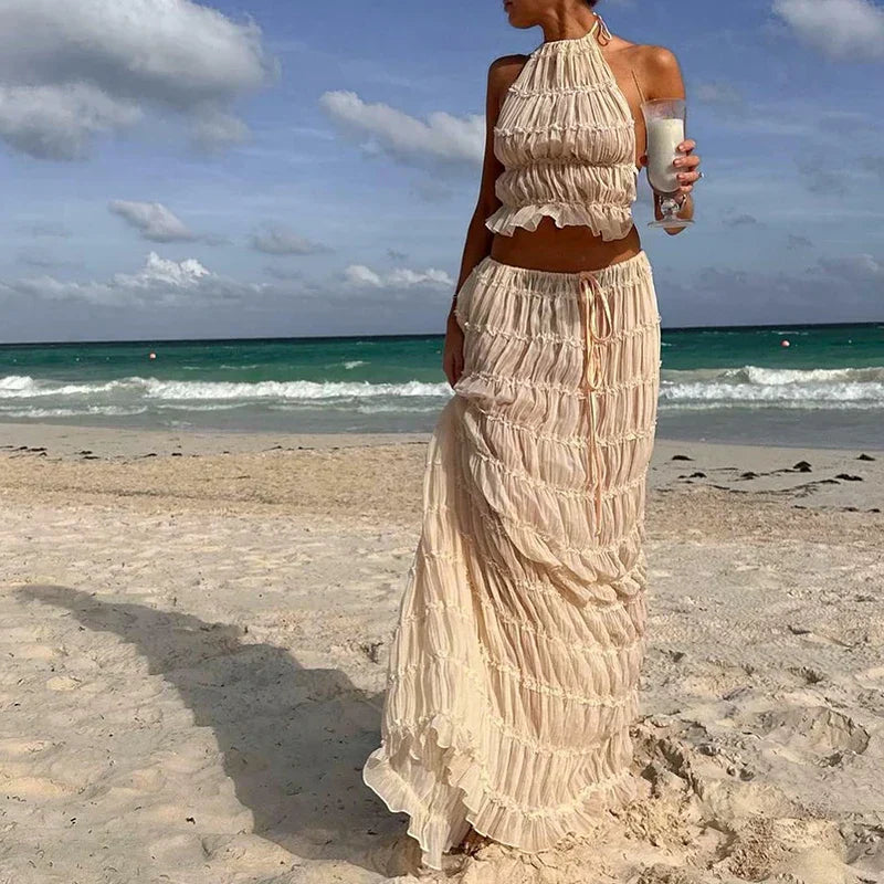 Lilou | Completo Elegante con Top Pieghevole e Maxi Gonna 2
