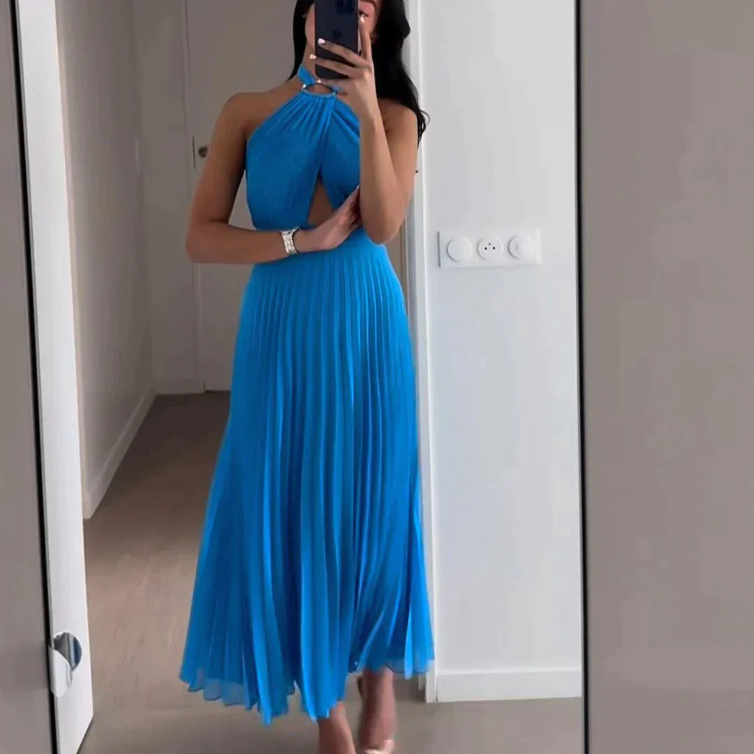 Blauwe Jurk Elegante Avondjurk voor Vrouw - Mode Vibes
