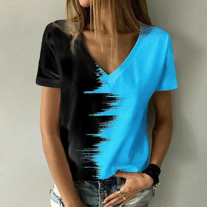Vrouwen T-shirt Korte Mouwen V-hals Zomer