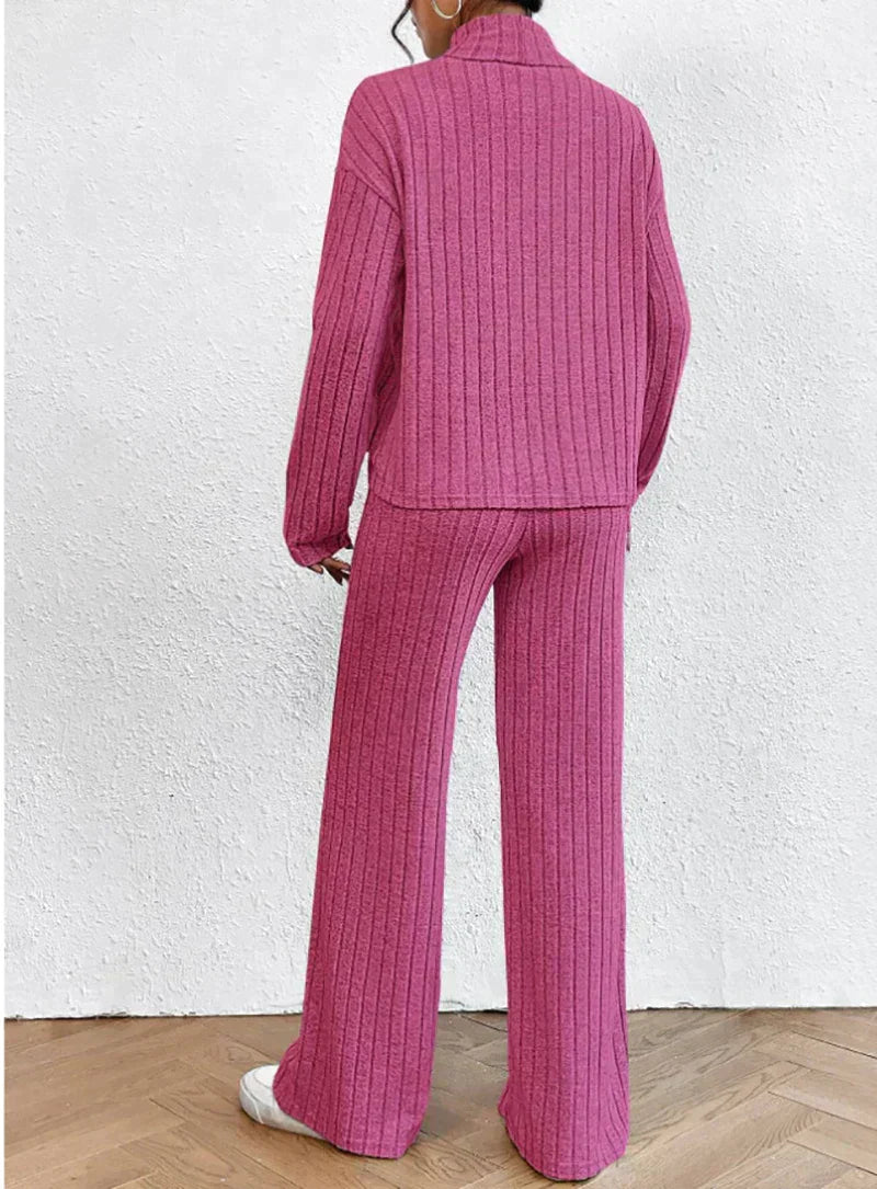 Gestreepte Gebreide Trui en Broek Set