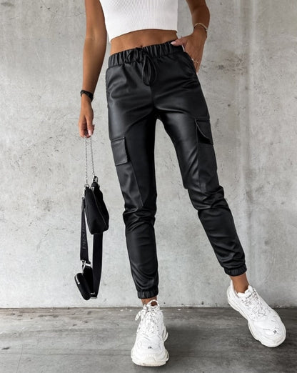 Dames Cargo Broek Lederlook Jade Groen