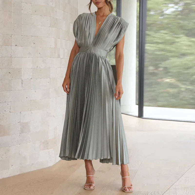 Iris Jurk met Plooien Elegante VrouwenJurk