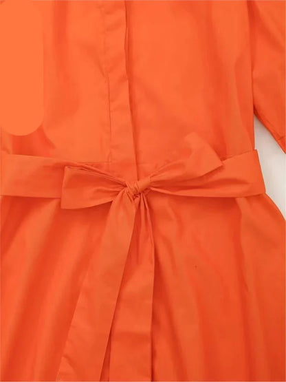 Noa | Korte zomerjurk met riem voor dames | Oranje