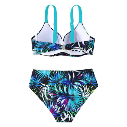 Talia Bikini Set Hoge Taille Bladprint