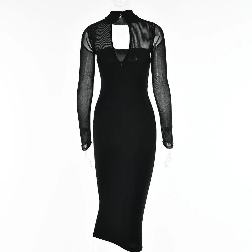 Midi-jurk Lange Mouwen Korset Y2K Stijl