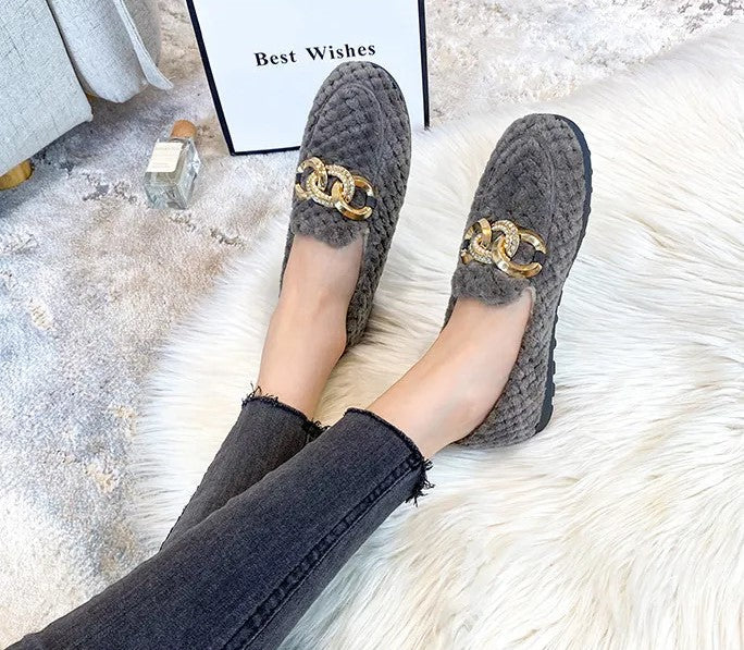 Warme Winter Loafers Met Glitter Effect