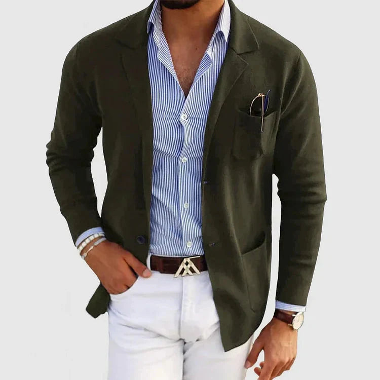 Heren Blazer Klassiek met Knoopzakken en Stijlvolle Kraag