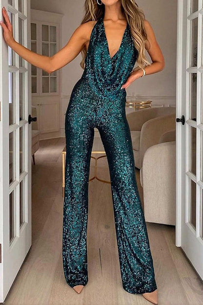 Jumpsuit Dames Glamour Lovertjes Jurk Feestelijke Outfit