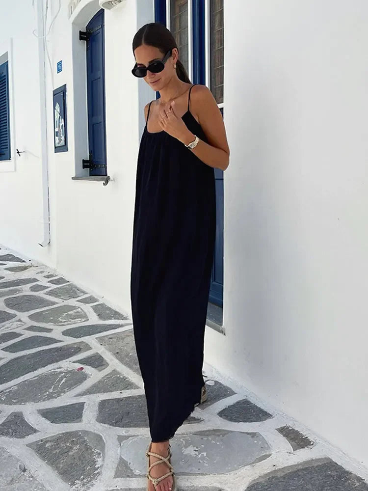 Zomerse Backless Spaghettiband Maxi Jurk