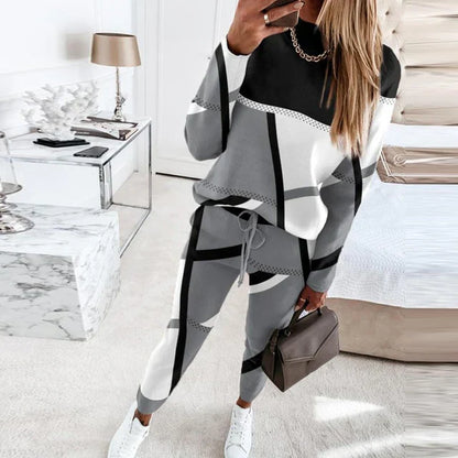 2-delig Set Lange Broek en O-hals Top voor Vrouw - Mode Vibes