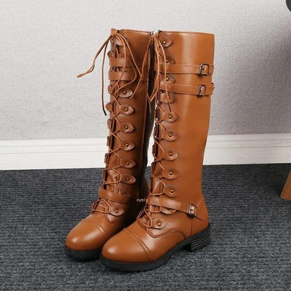 Retro Veterlaarzen Met Gesp voor Vrouw - Mode Vibes
