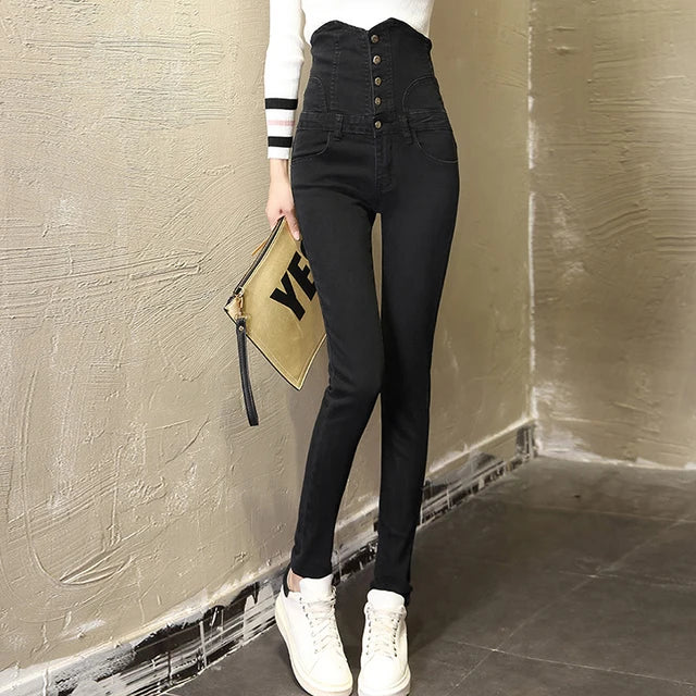 Sexy Superhoge Taille Skinny Potlood Jeans