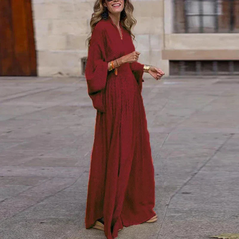 Dames Lange Jurk Chiffon V-hals