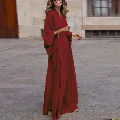 Dames Lange Jurk Chiffon V-hals