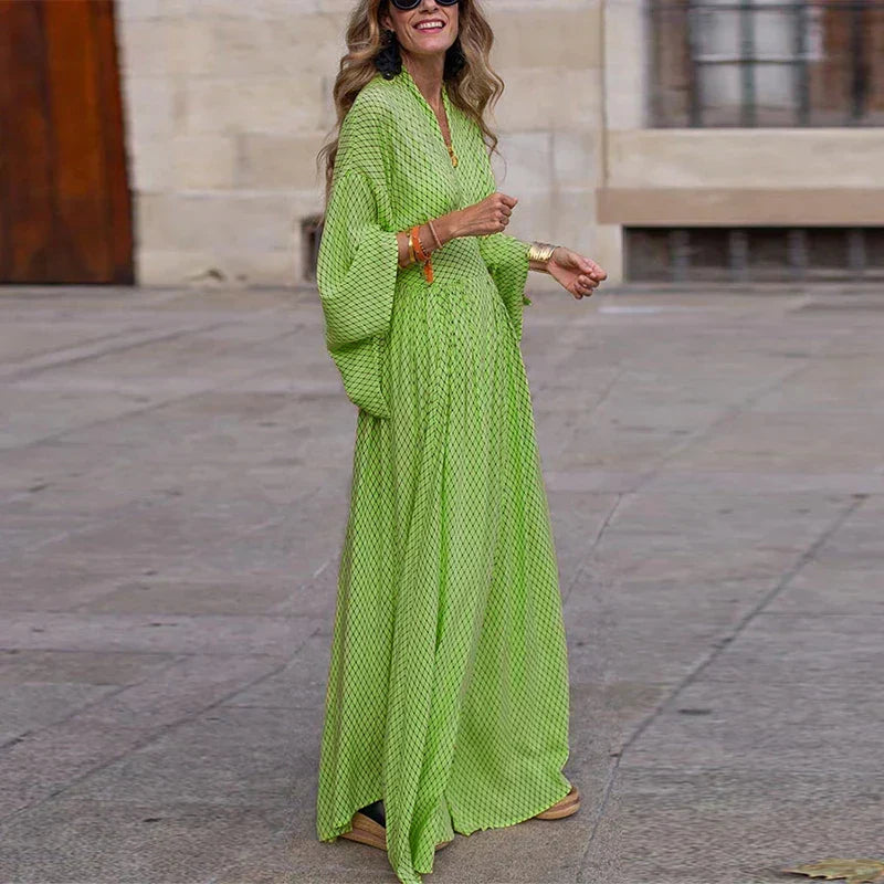 Dames Lange Jurk Chiffon V-hals - Mode Vibes
