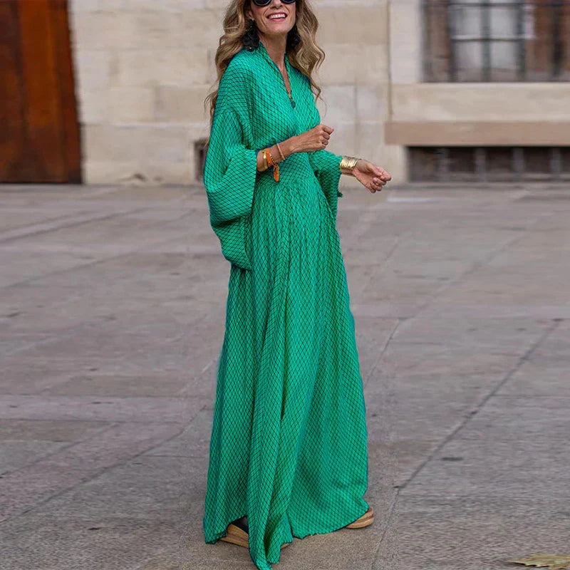 Dames Lange Jurk Chiffon V-hals