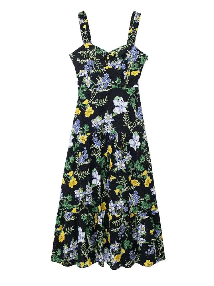 Riviera Leeter Zomerse Mouwloze Midi Jurk