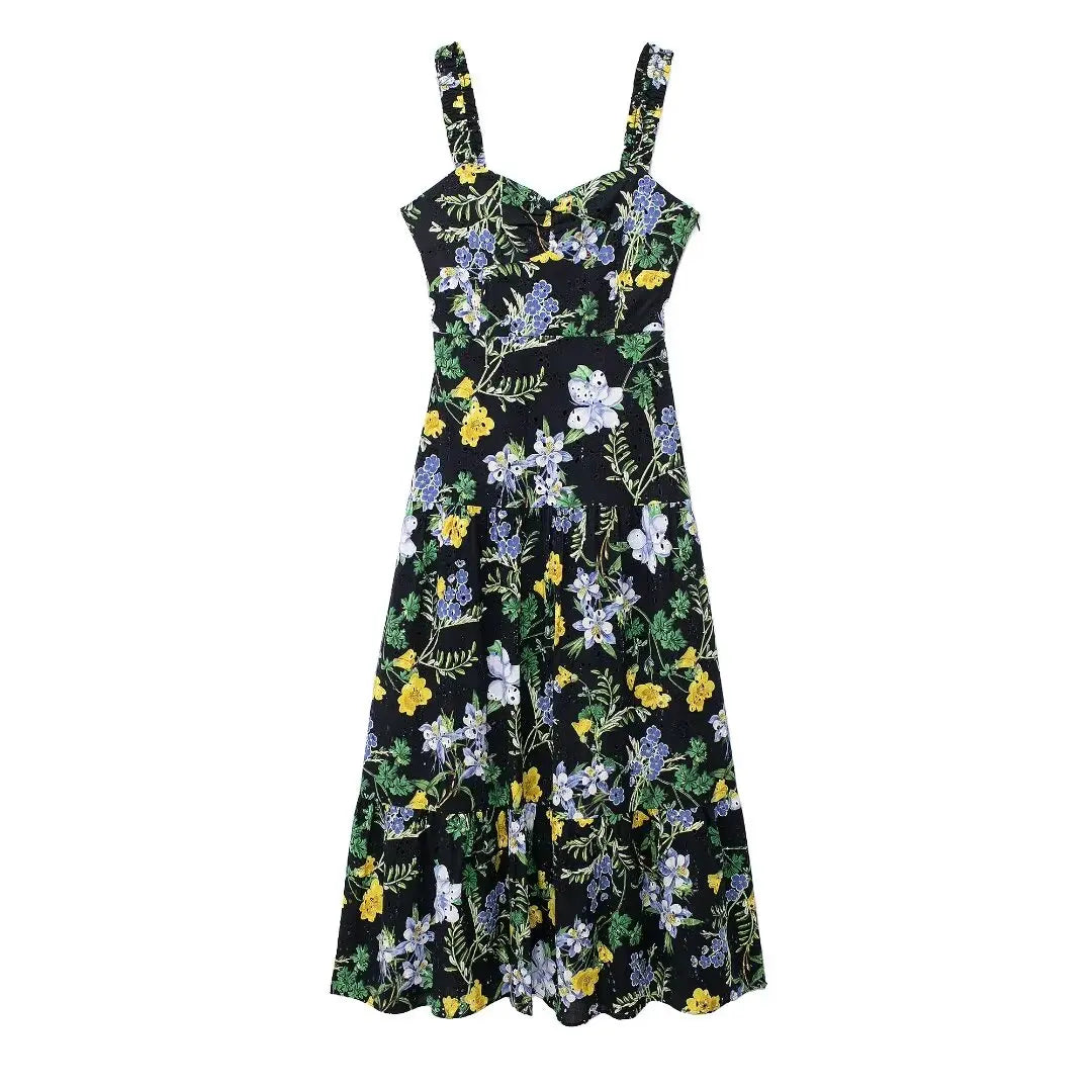 Riviera Leeter Zomerse Mouwloze Midi Jurk