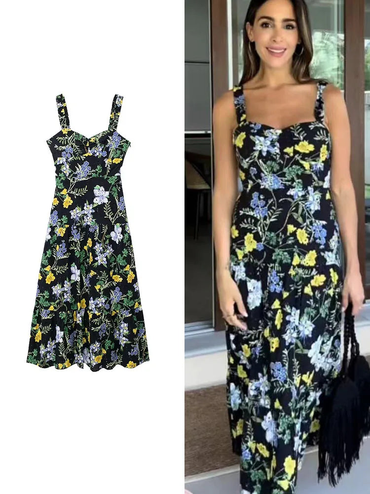 Riviera Leeter Zomerse Mouwloze Midi Jurk