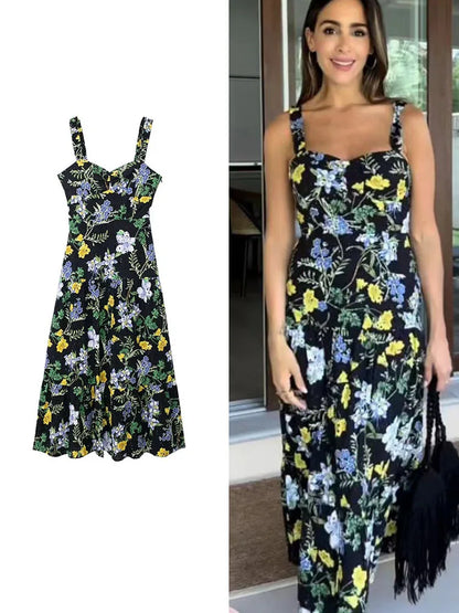 Riviera Leeter Zomerse Mouwloze Midi Jurk
