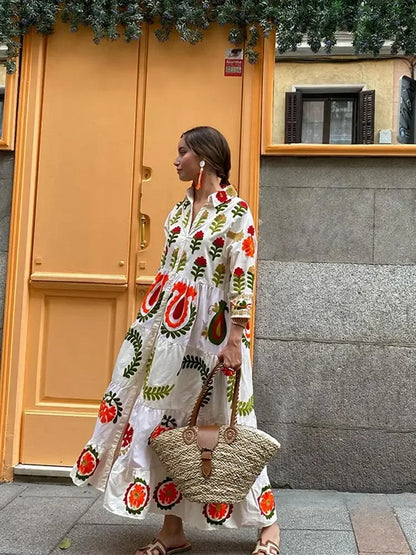 Holiday Chic Zomerse Patchwork Jurk