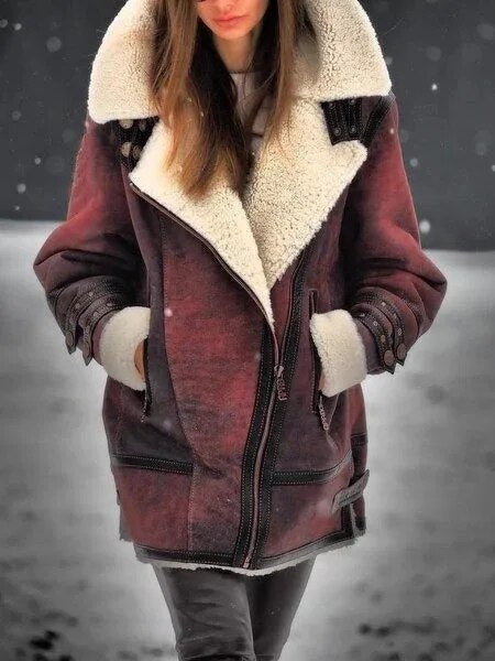Suède Sherpa Jas Dames Warm en Stijlvol