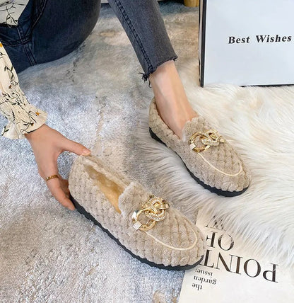 Warme Winter Loafers Met Glitter Effect