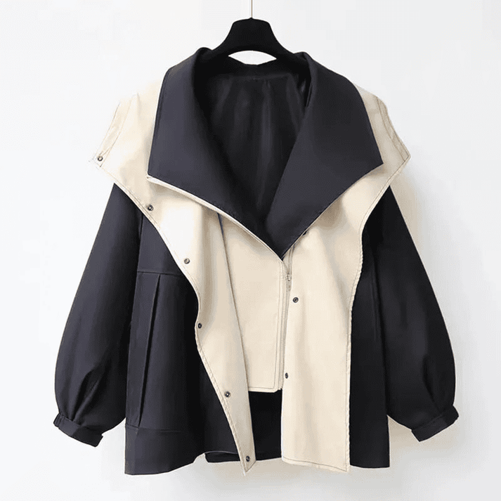 Oversized Damesjas met Capuchon – Tweekleurig & Gelaagd