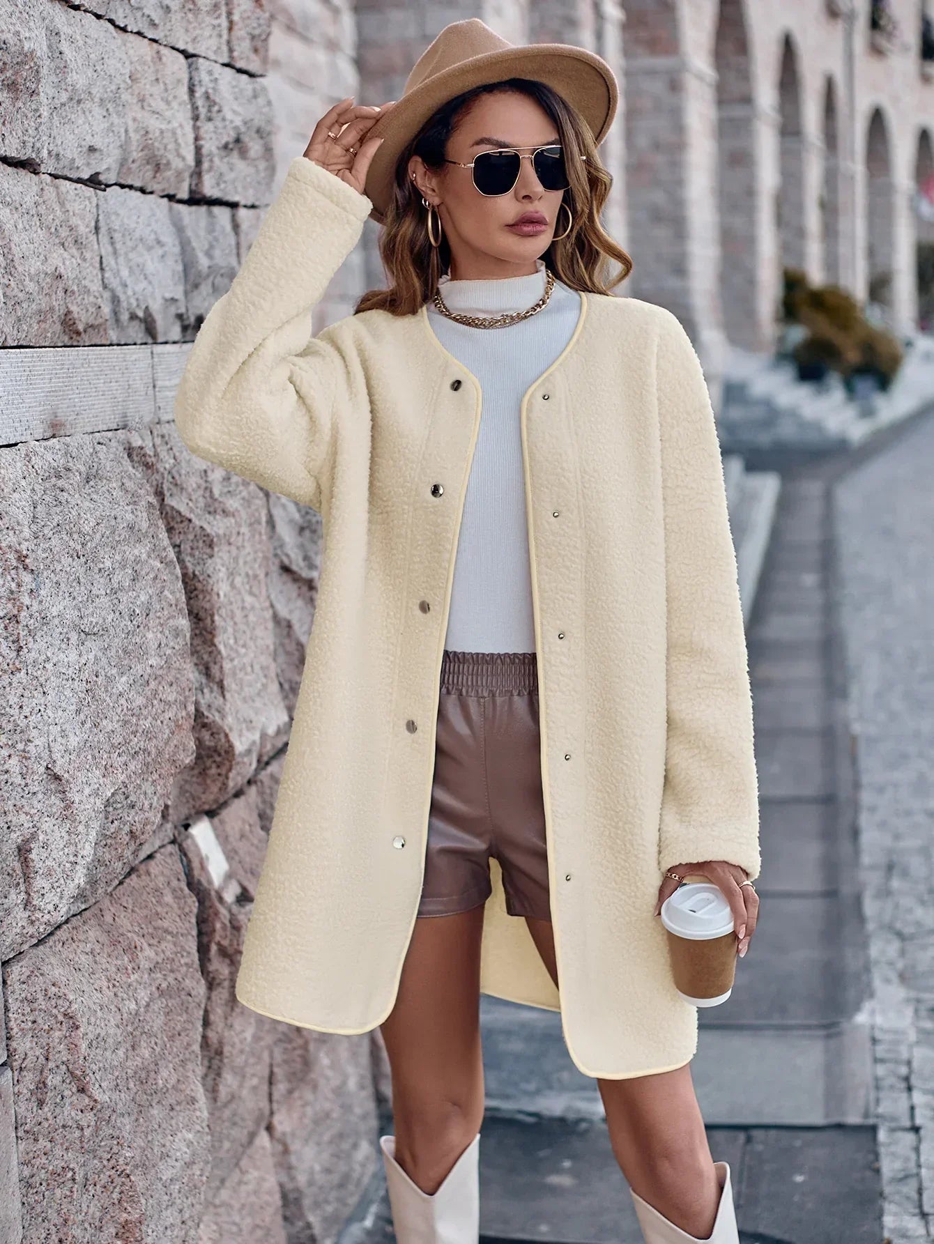 Lange Vintage Jas voor Vrouw Warm en Stijlvol