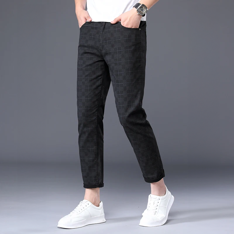 Geruite Broeken Heren Slim Fit Trendy Vrijetijdsbroek