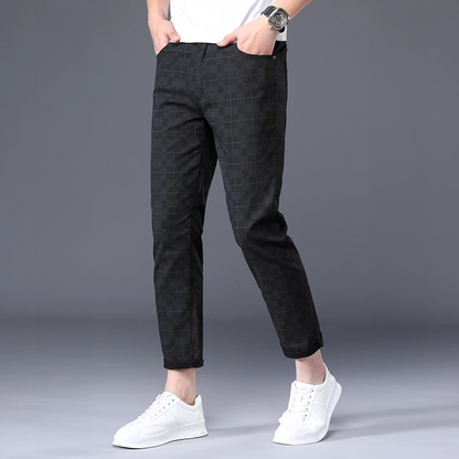 Geruite Broeken Heren Slim Fit Trendy Vrijetijdsbroek