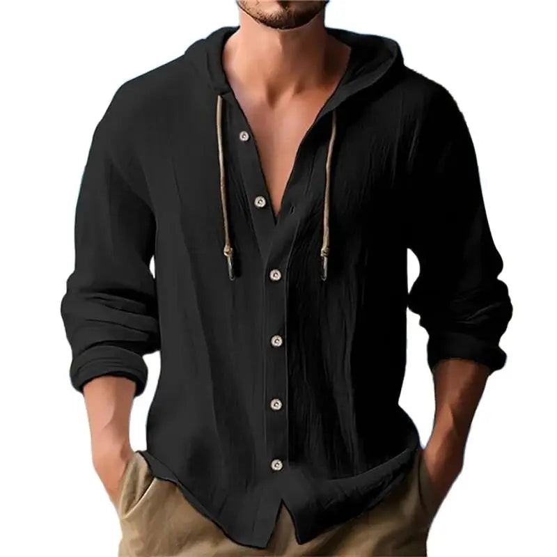 Linnen Heren Shirt Met Capuchon Licht en Ademend