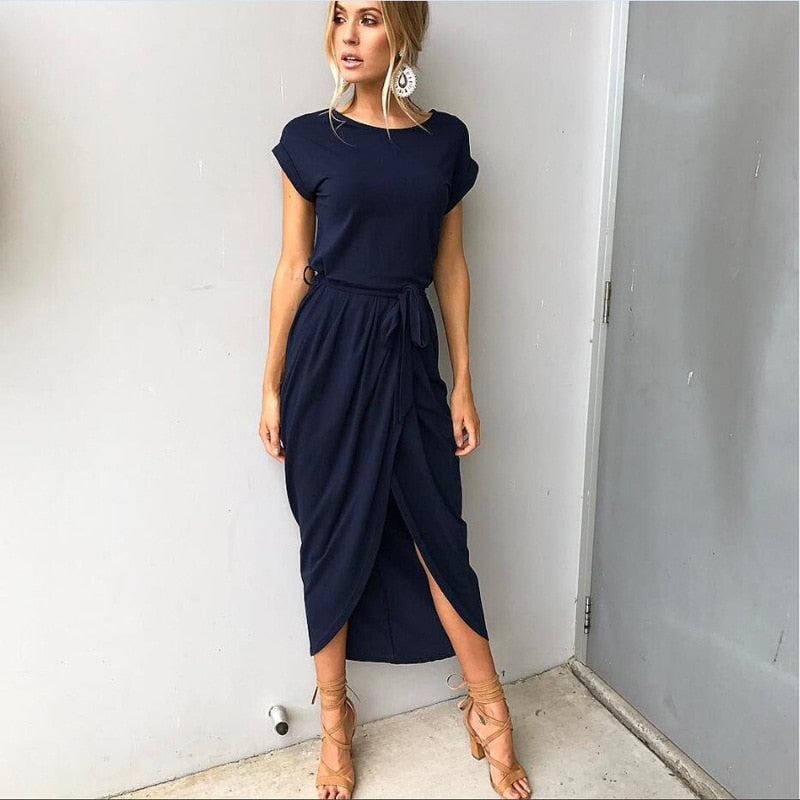 Maxi Jurk met Splithalte Zomerjurk Vrouwen