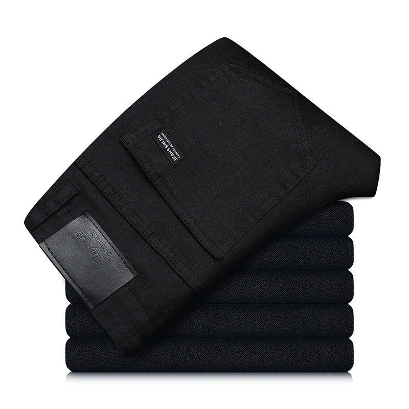 Zwarte Heren Straight Fit Jeans Stretch Stof Milan