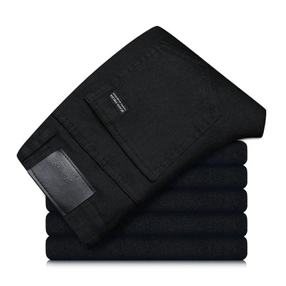 Zwarte Heren Straight Fit Jeans Stretch Stof Milan