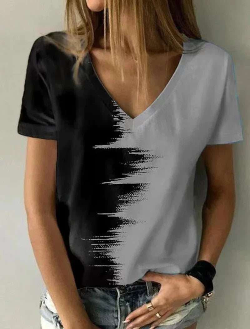 Vrouwen T-shirt Korte Mouwen V-hals Zomer