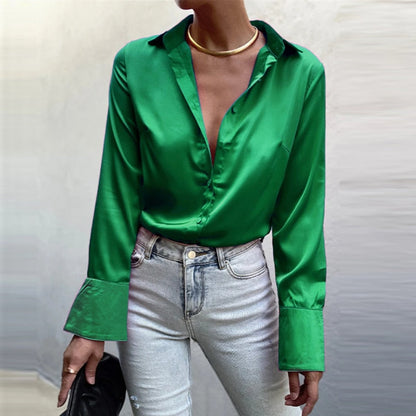 Satin Blouse Vrouwelijk Elegante Bloes voor Ieder Moment