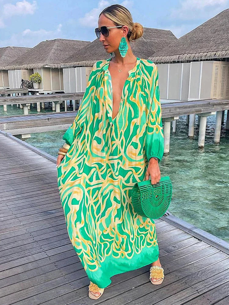 Boheemse Jurk Lange Mouwen Maxi Jurk Zomerjurk - Mode Vibes