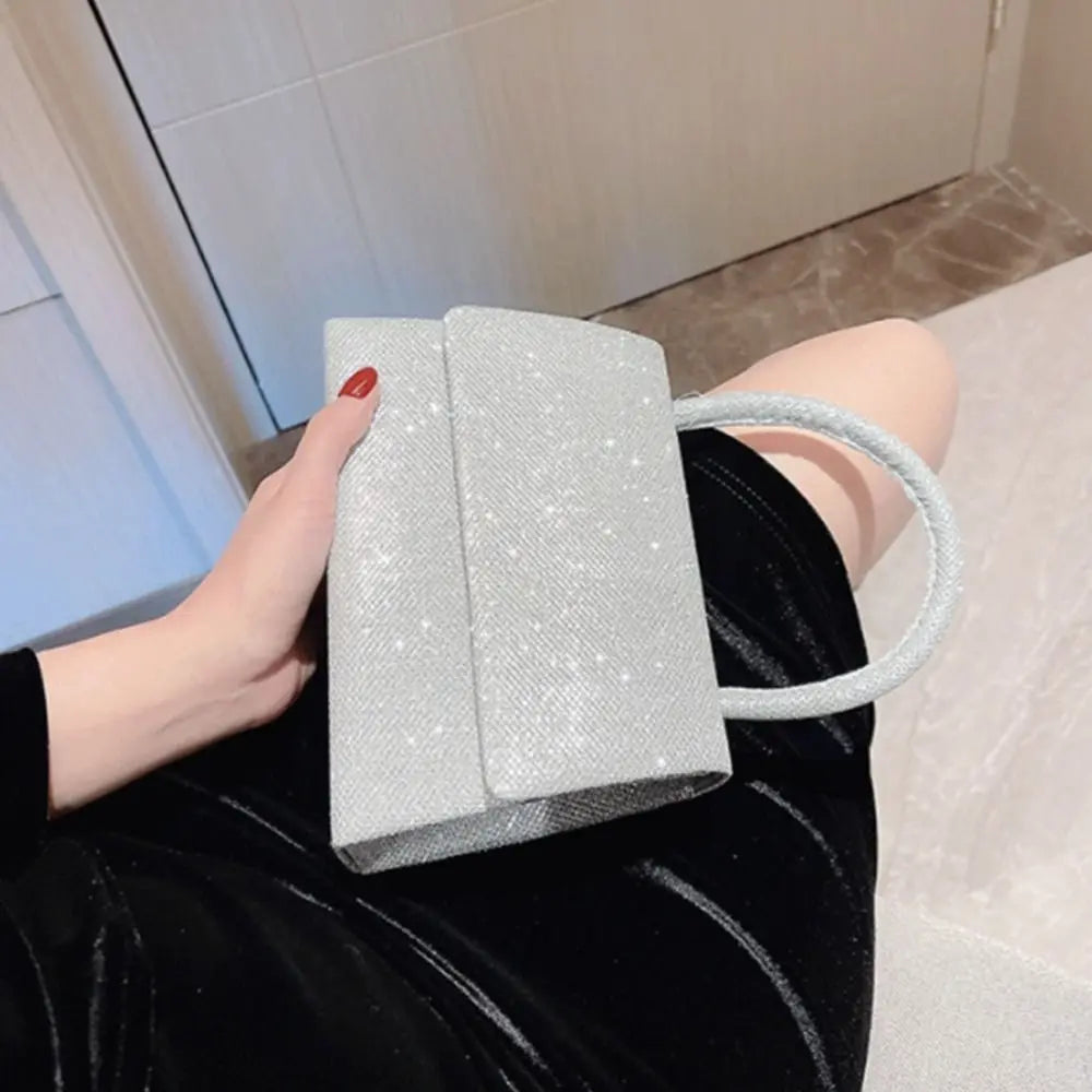 LuxeGloed Silver Bright Clutch